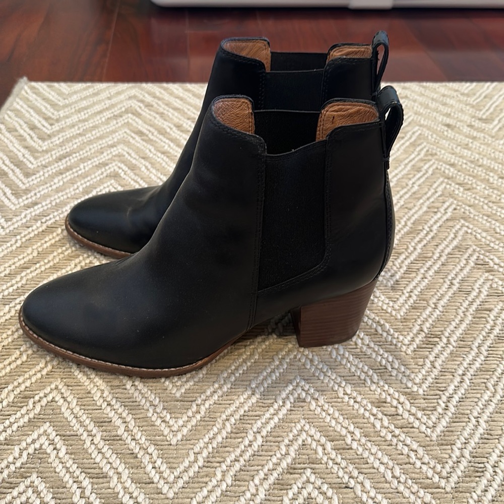 Madewell Heeled Chelsea Boots, Black Leather